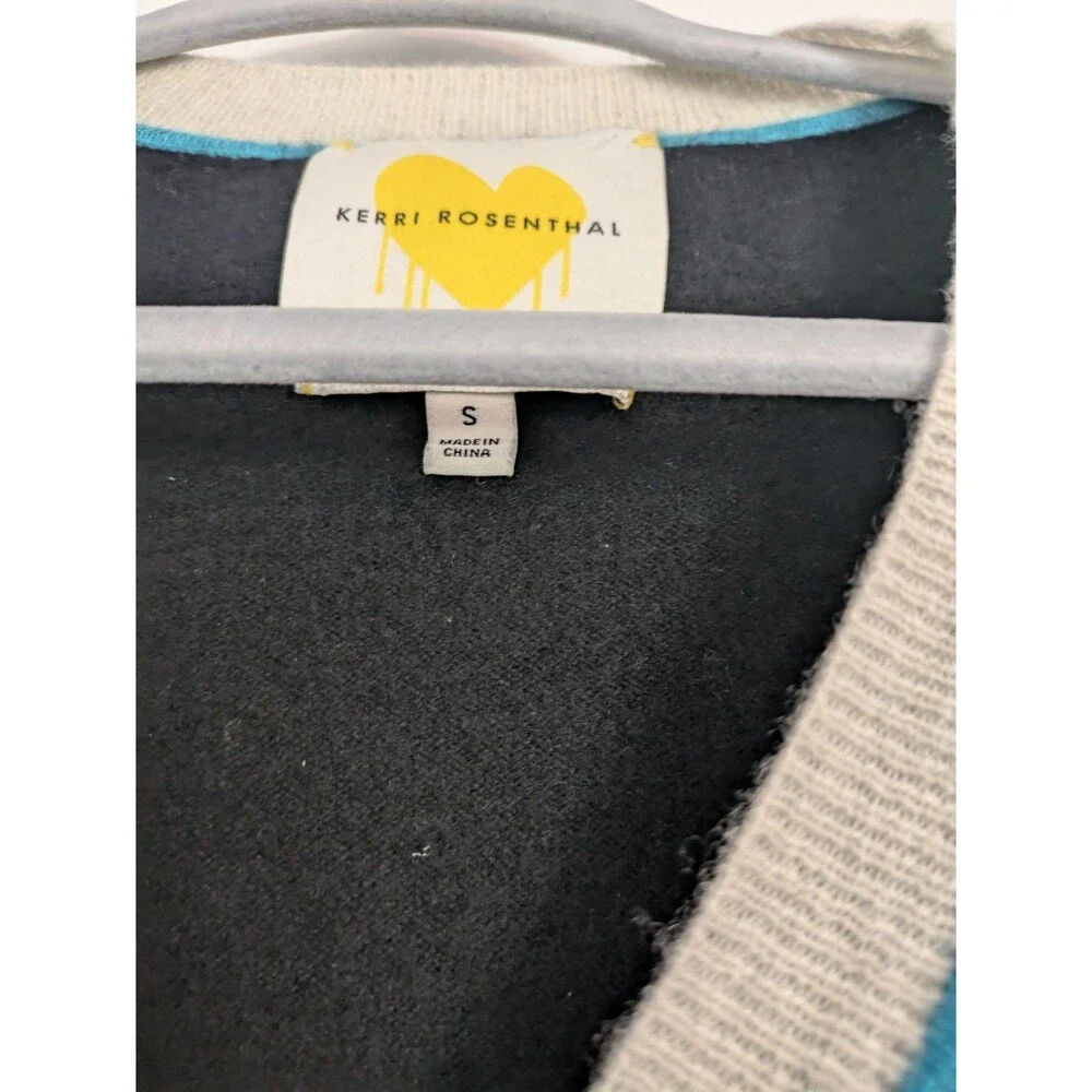 Womens KERRI ROSENTHAL 100% Cashmere Smiley Cardigan Sweater Black Size Small - Picture 4 of 4